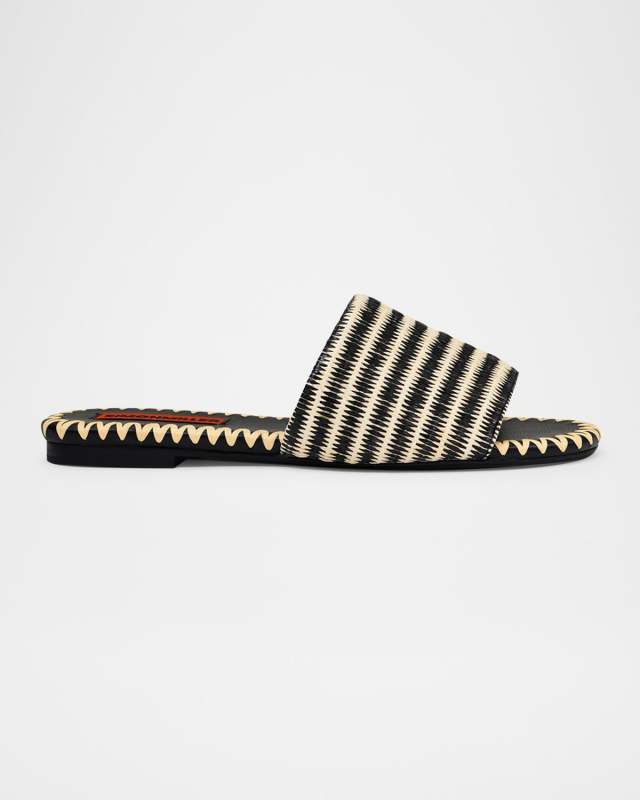 Salerno Striped Raffia Mule Sandals